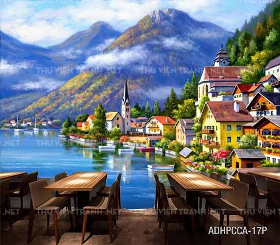 Tranh dán tường phố cổ Châu Âu