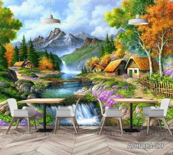 Tranh dán tường phố cổ Châu Âu