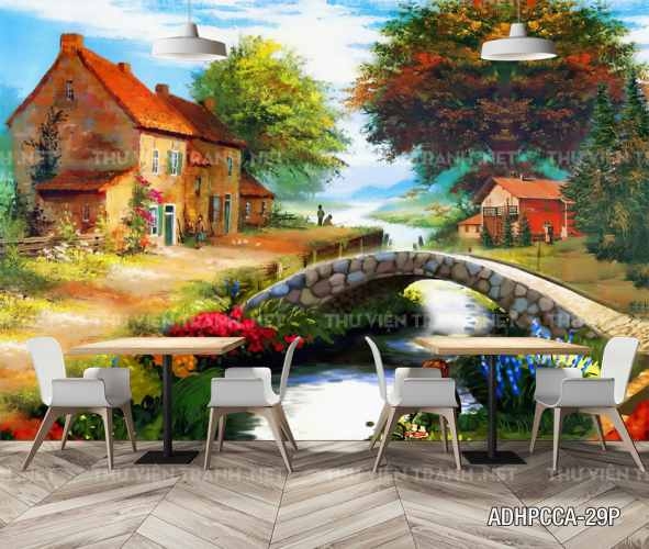 Tranh dán tường phố cổ Châu Âu