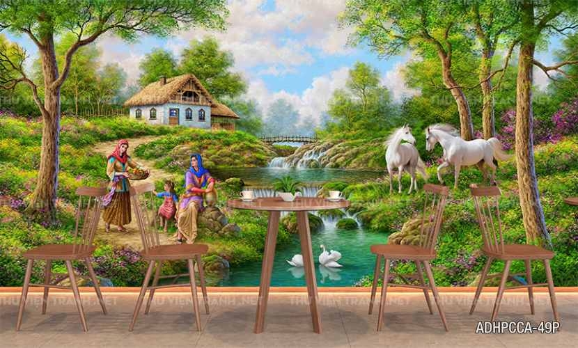 Tranh dán tường phố cổ Châu âu