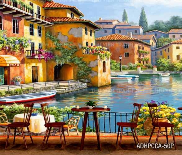 Tranh dán tường phố cổ Châu âu