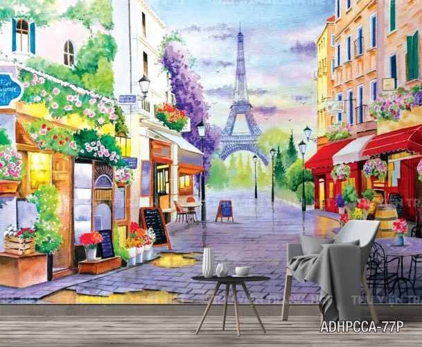Tranh phố cổ Châu âu trang trí tường