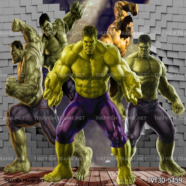 Tranh dán tường 3D người khổng lồ xanh