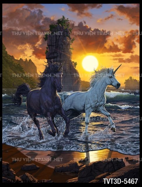Tranh dán tường 3D ngựa