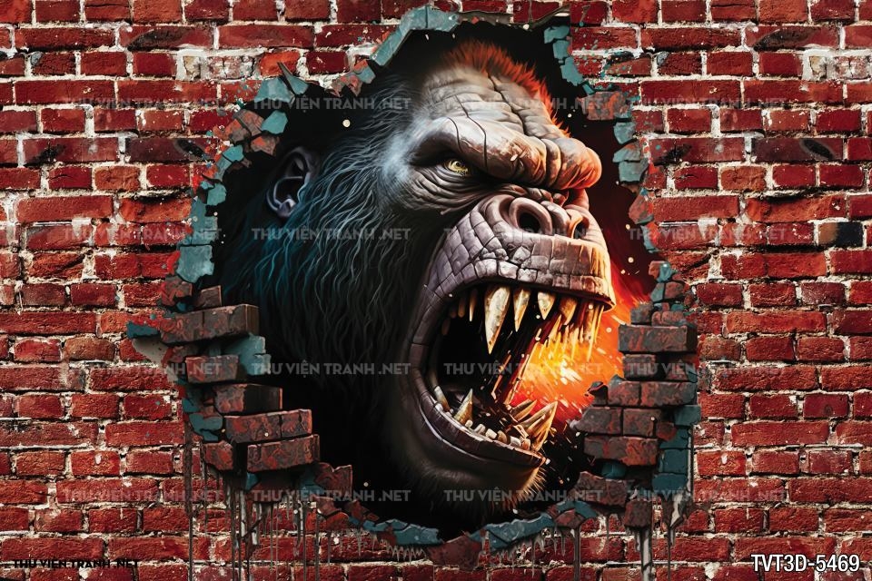 Tranh dán tường 3D Kingkong