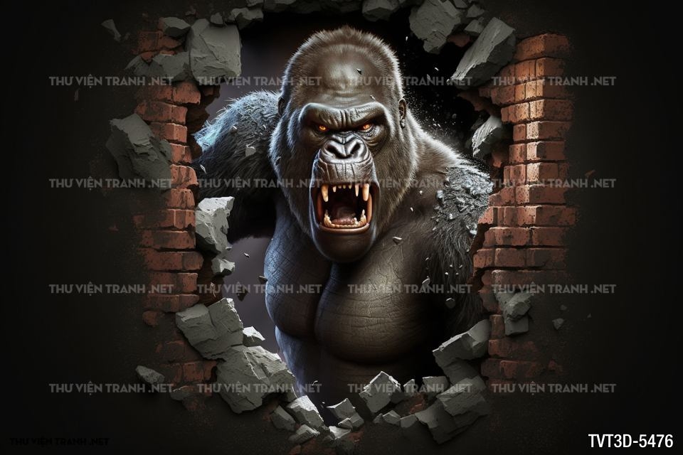 Tranh dán tường 3D Kingkong