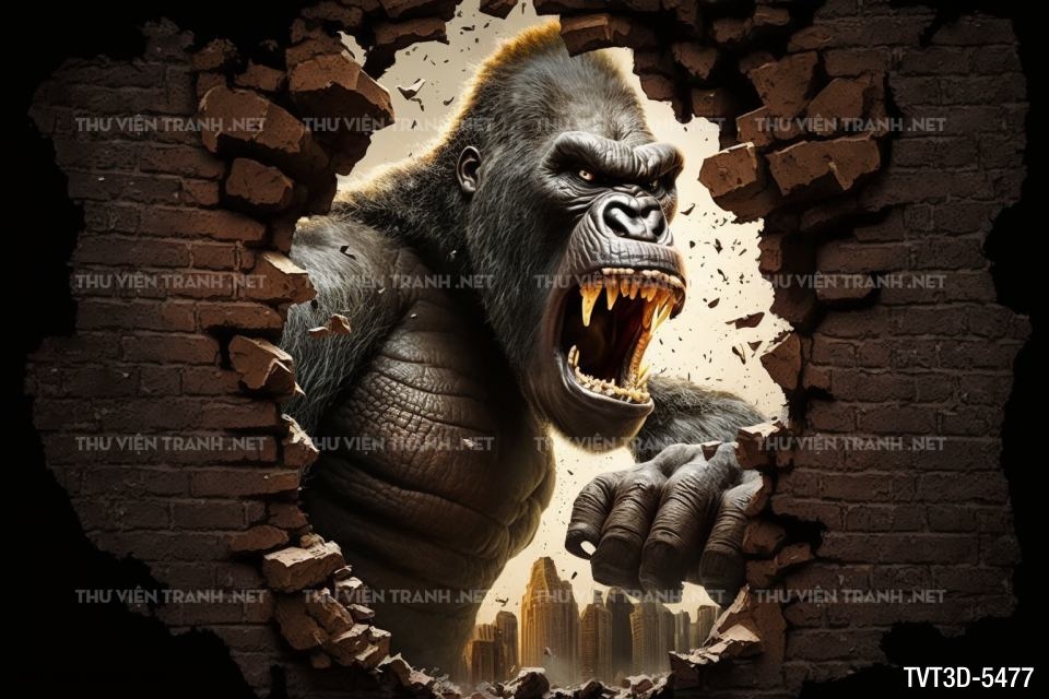 Tranh dán tường 3D Kingkong