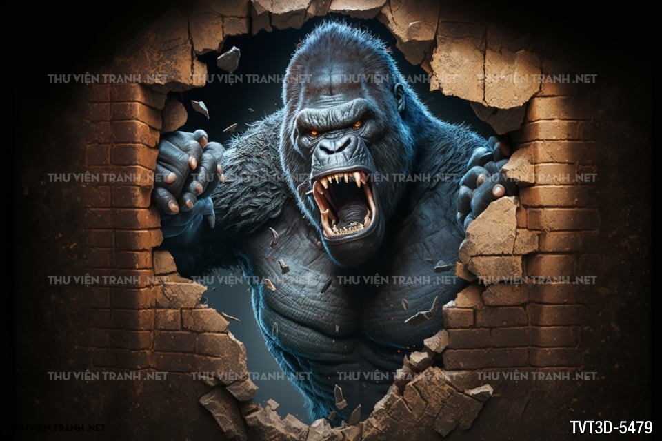 Tranh dán tường 3D Kingkong