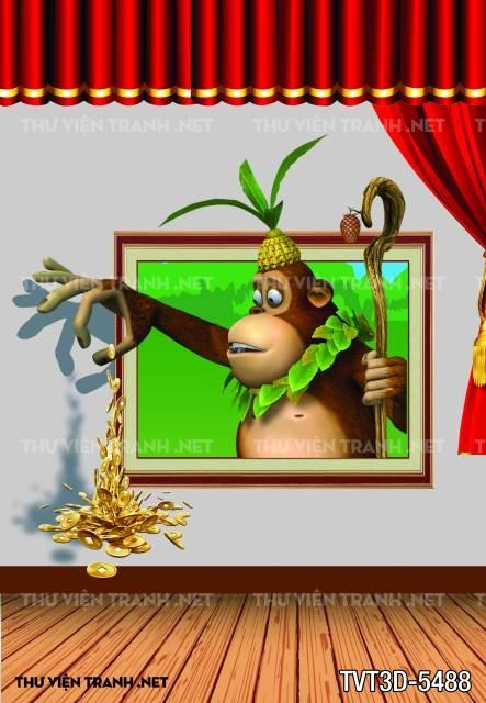 Tranh dán tường 3D vượn