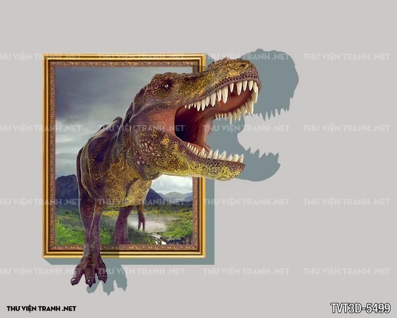 Tranh dán tường 3D khủng long