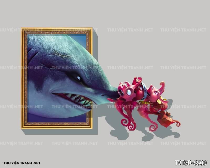 Tranh dán tường 3D  cá heo