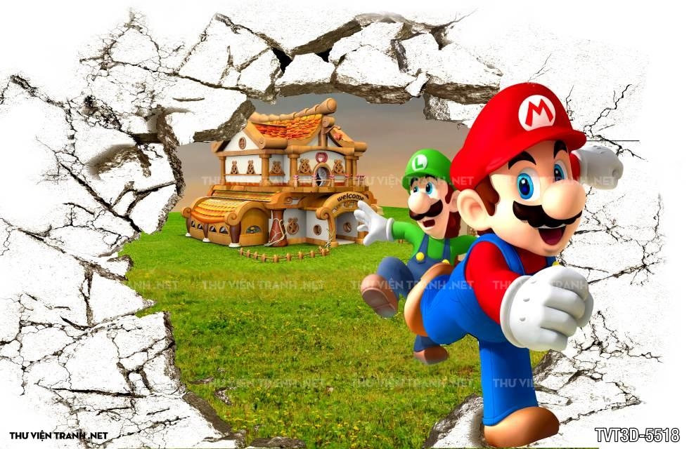 Tranh dán tường 3D mario