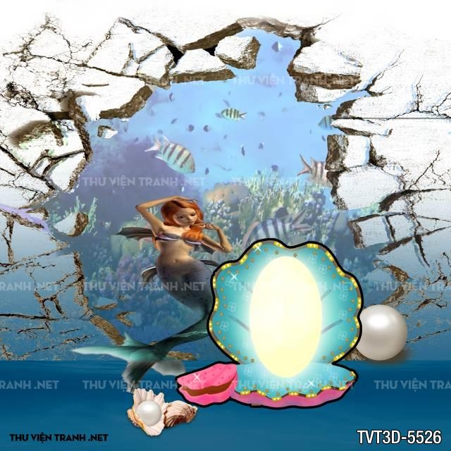 Tranh dán tường 3D nàng tiên cá