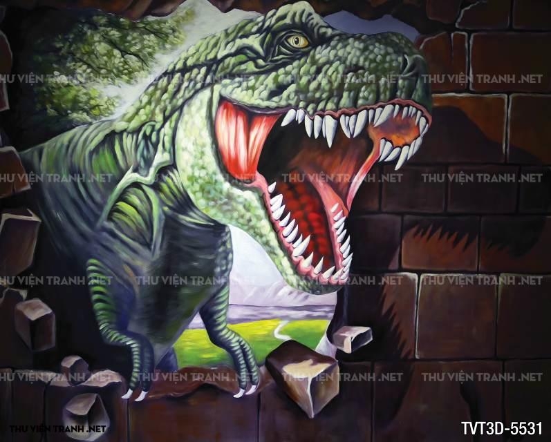 Tranh dán tường 3D khủng long