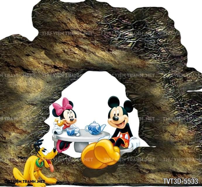 Tranh dán tường 3D chuột Micky