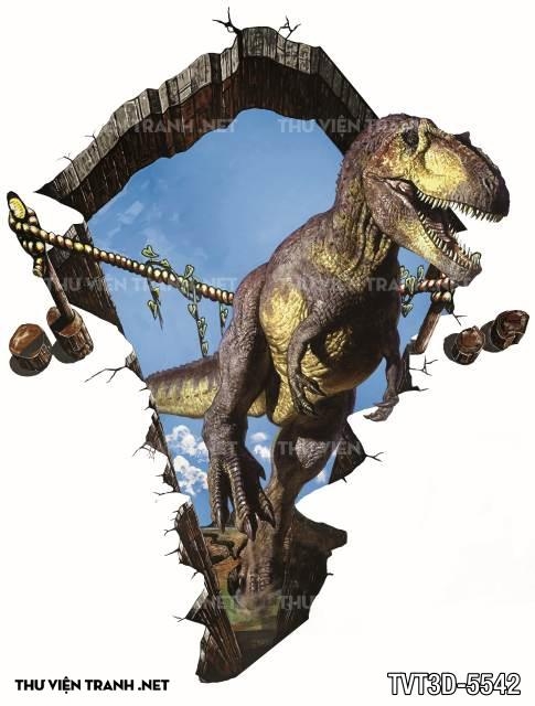 Tranh dán tường 3D khủng long