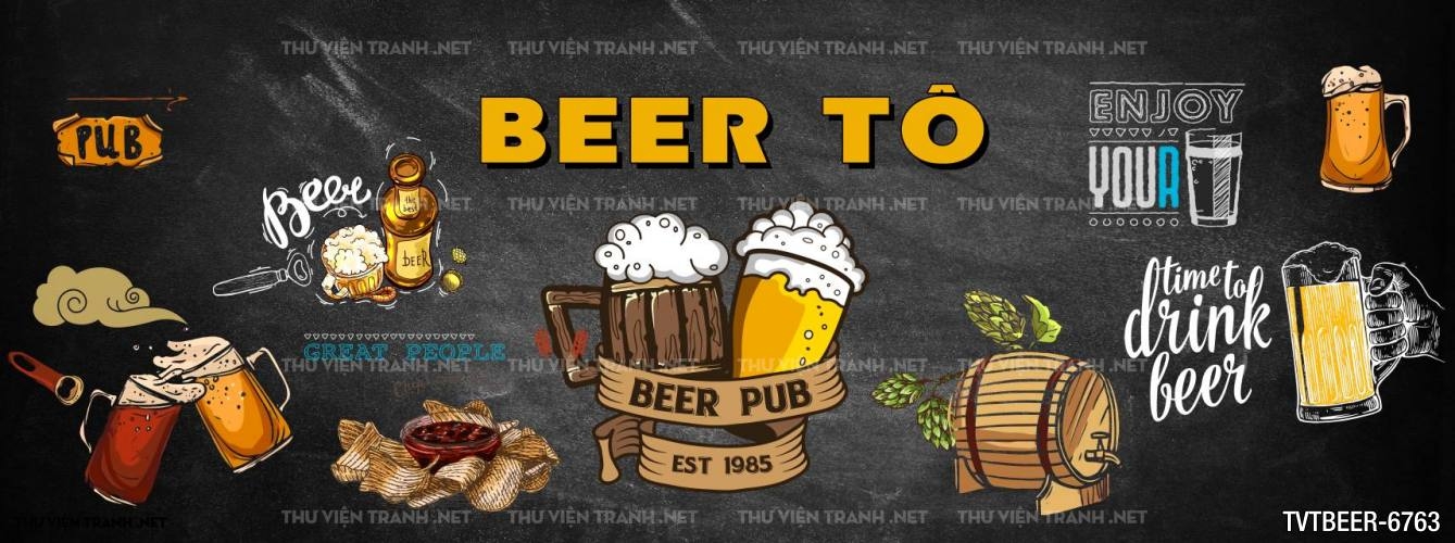 Tranh Quán Beer- tranh dán tường quán Bia