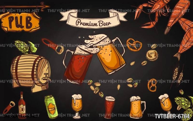 Tranh Quán Beer- tranh dán tường quán Bia