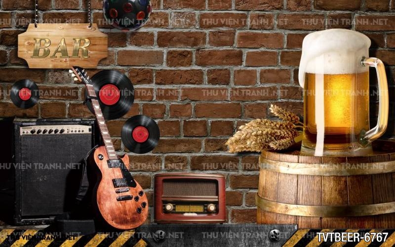 Tranh Quán Beer- tranh dán tường quán Bia