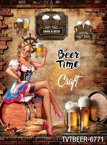 Tranh Quán Beer- tranh dán tường quán Bia