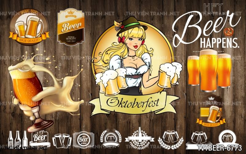 Tranh Quán Beer- tranh dán tường quán Bia
