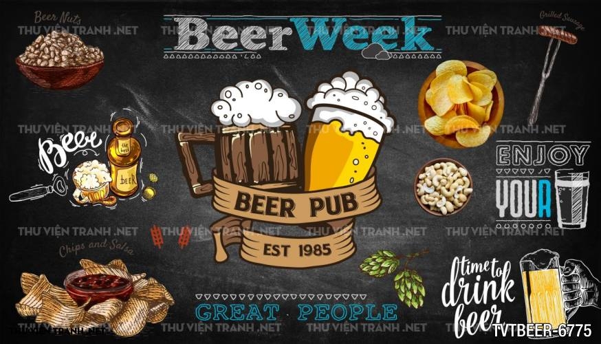 Tranh Quán Beer- tranh dán tường quán Bia