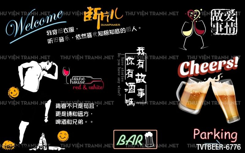 Tranh Quán Beer- tranh dán tường quán Bia
