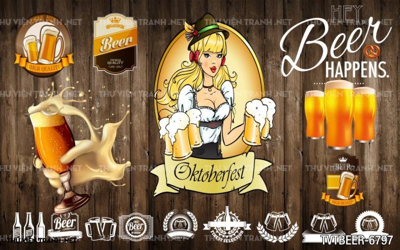Tranh Quán Beer- tranh dán tường quán Bia