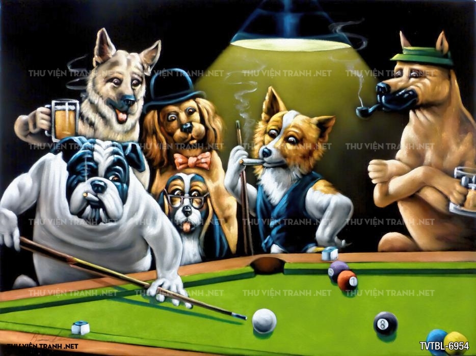 Tranh Bida- Billiards- quán Bi-A
