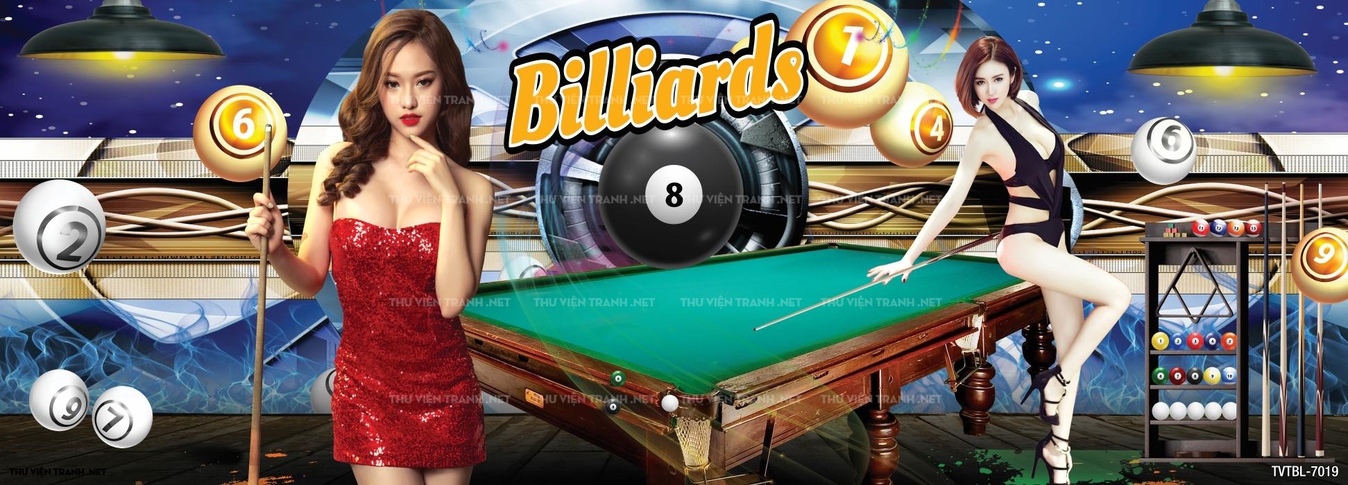 Tranh Bida- Billiards- quán Bi-A