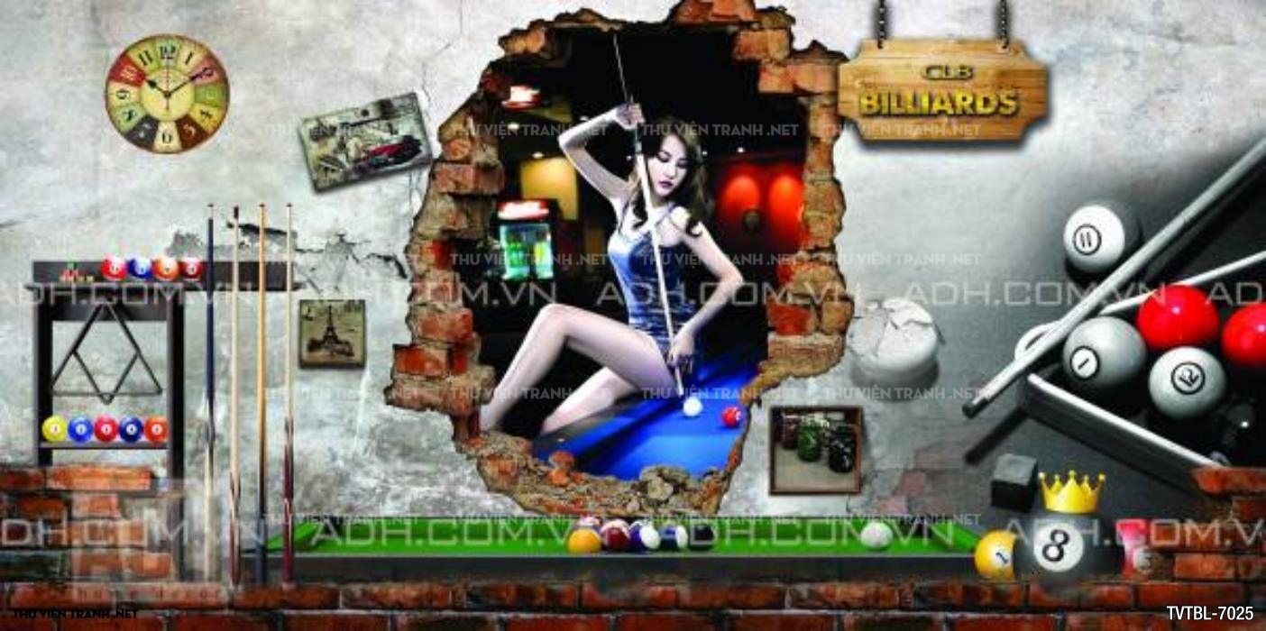Tranh Bida- Billiards- quán Bi-A