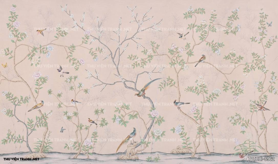 Tranh dán tường Chinoiseries - Wallpaper Chinoiseries