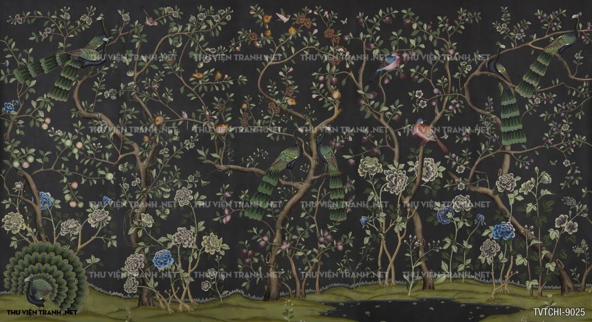 Tranh dán tường Chinoiseries - Wallpaper Chinoiseries