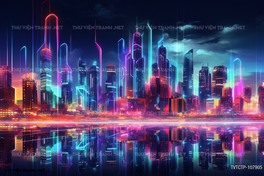 Tranh dán tường  City Punk - Neon