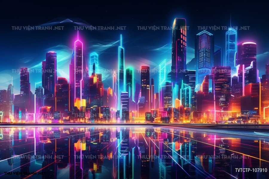 Tranh dán tường  City Punk - Neon