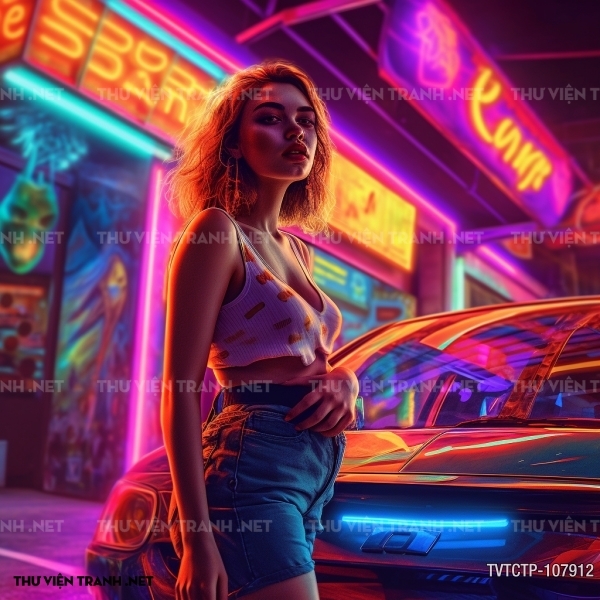 Tranh dán tường  City Punk - Neon