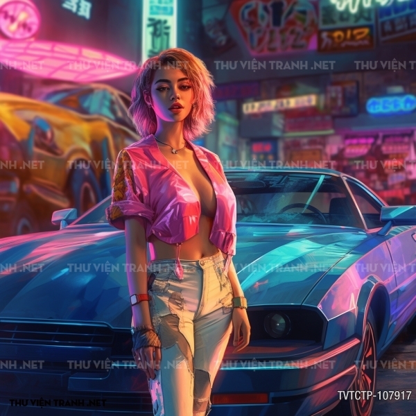 Tranh dán tường  City Punk - Neon