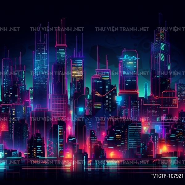 Tranh dán tường  City Punk - Neon