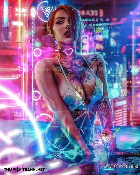 Tranh dán tường  City Punk - Neon