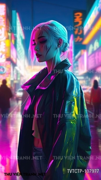 Tranh dán tường City Punk - Neon