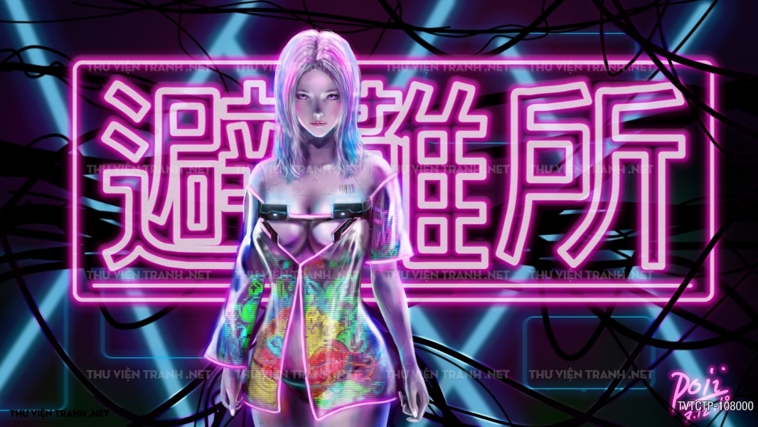 Tranh dán tường City Punk - Neon 1