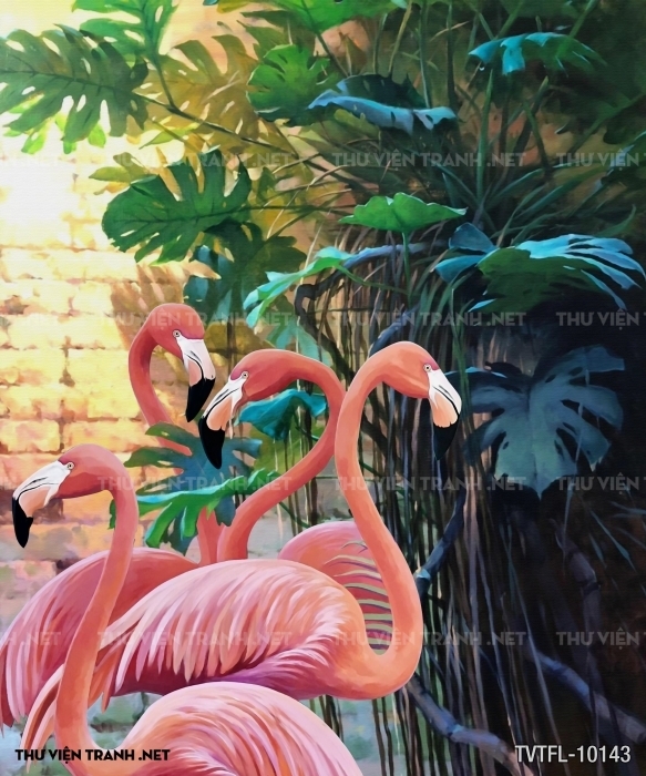 Tranh chim hồng hạc- Flamingo