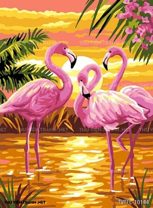 Tranh chim hồng hạc- Flamingo