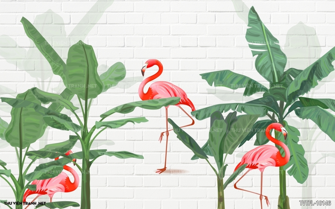 Tranh chim hồng hạc- Flamingo
