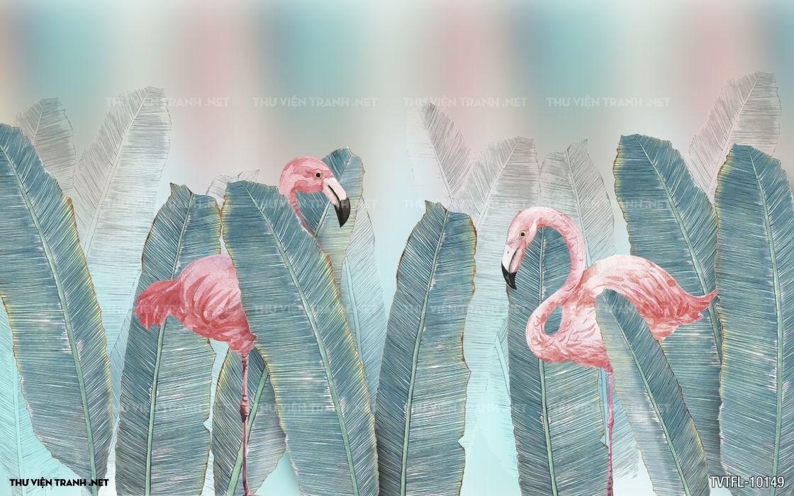 Tranh chim hồng hạc- Flamingo