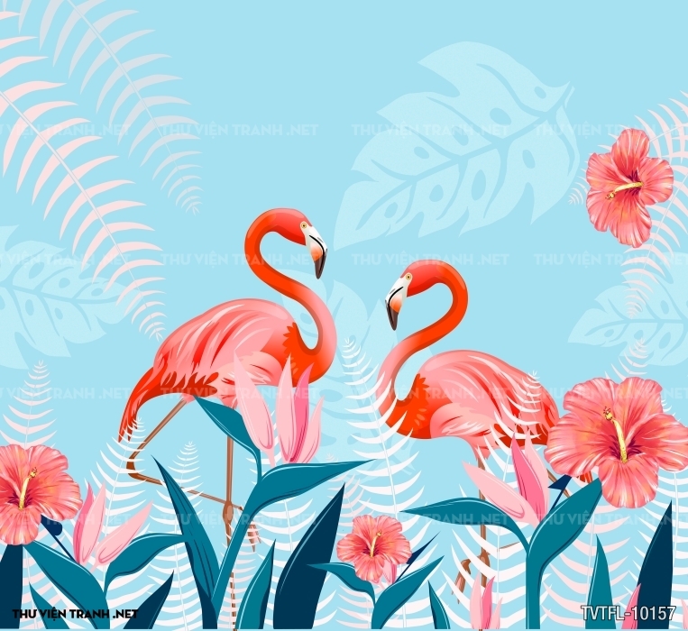 Tranh chim hồng hạc- Flamingo