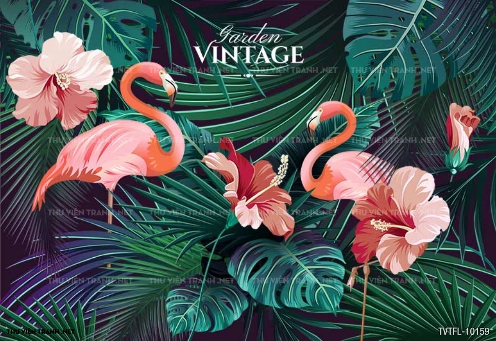Tranh chim hồng hạc- Flamingo