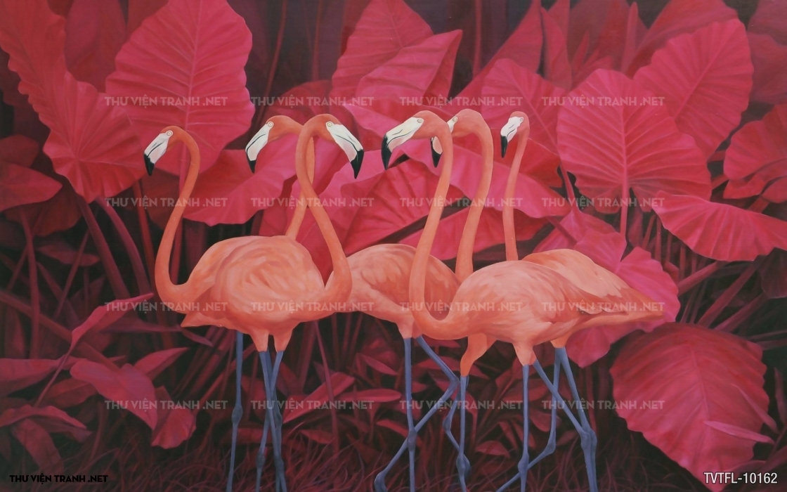 Tranh chim hồng hạc- Flamingo
