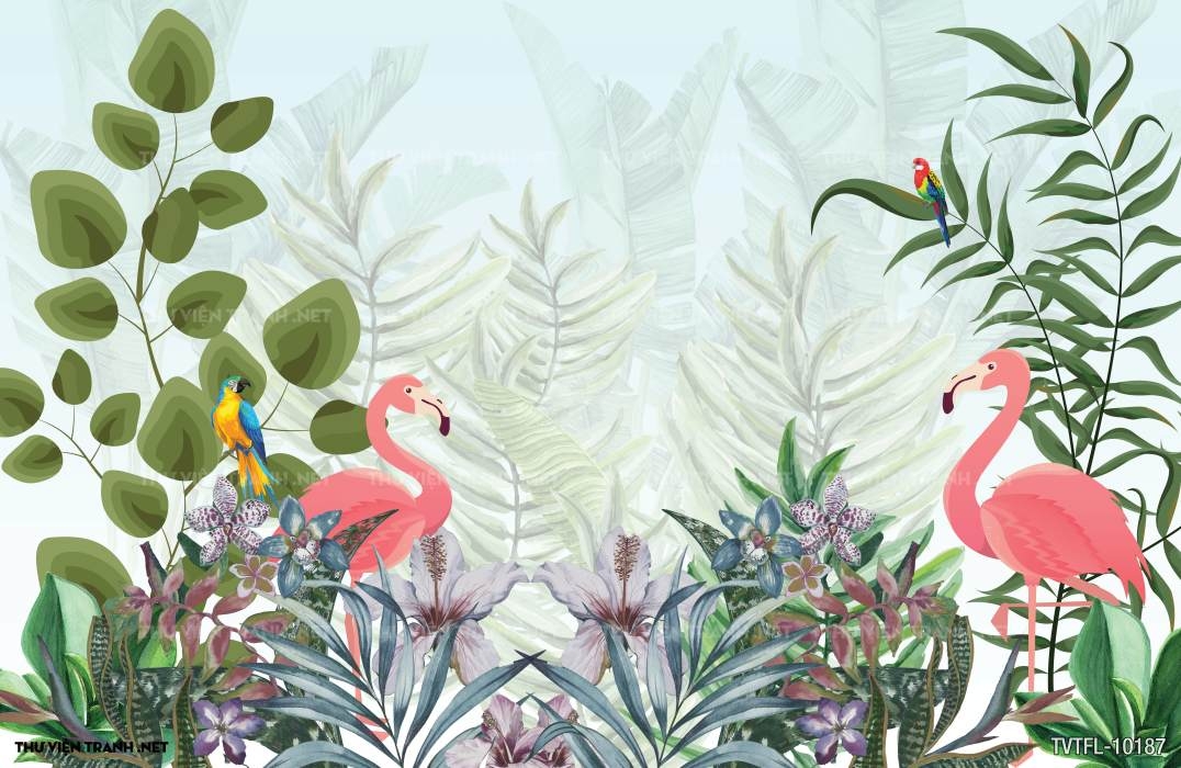 Tranh chim hồng hạc- Flamingo
