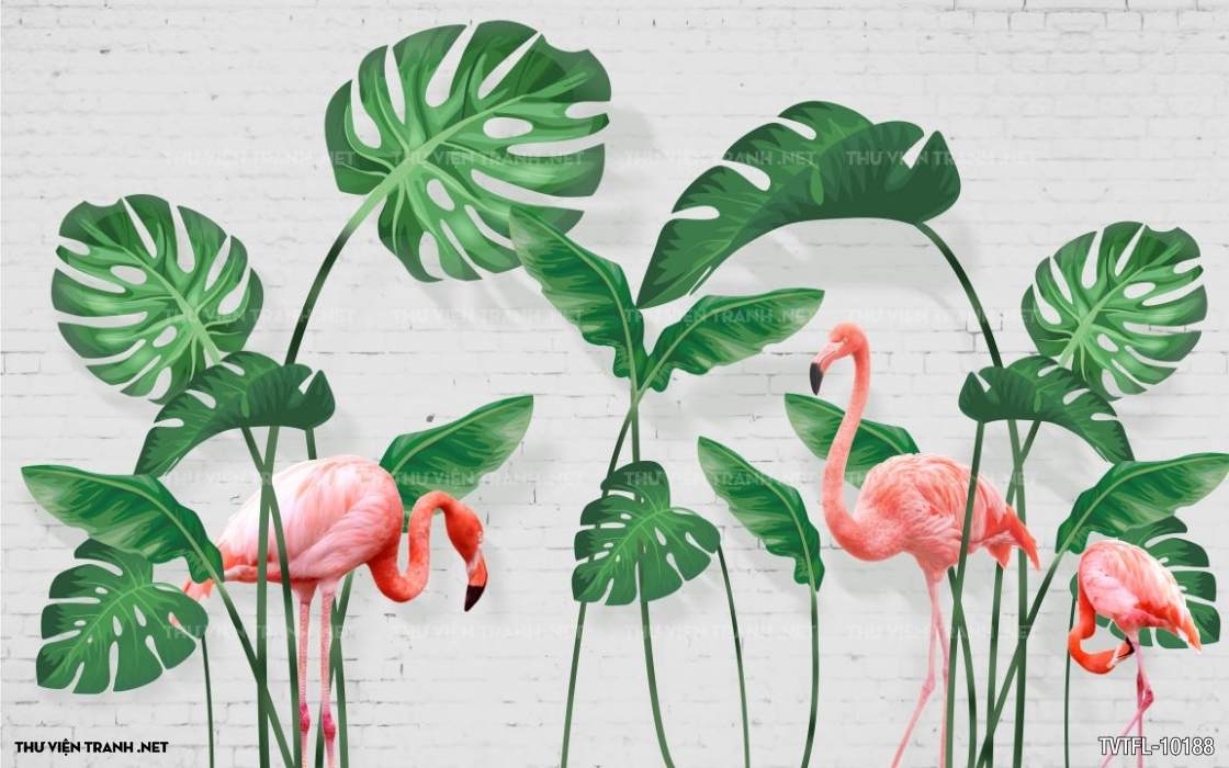 Tranh chim hồng hạc- Flamingo